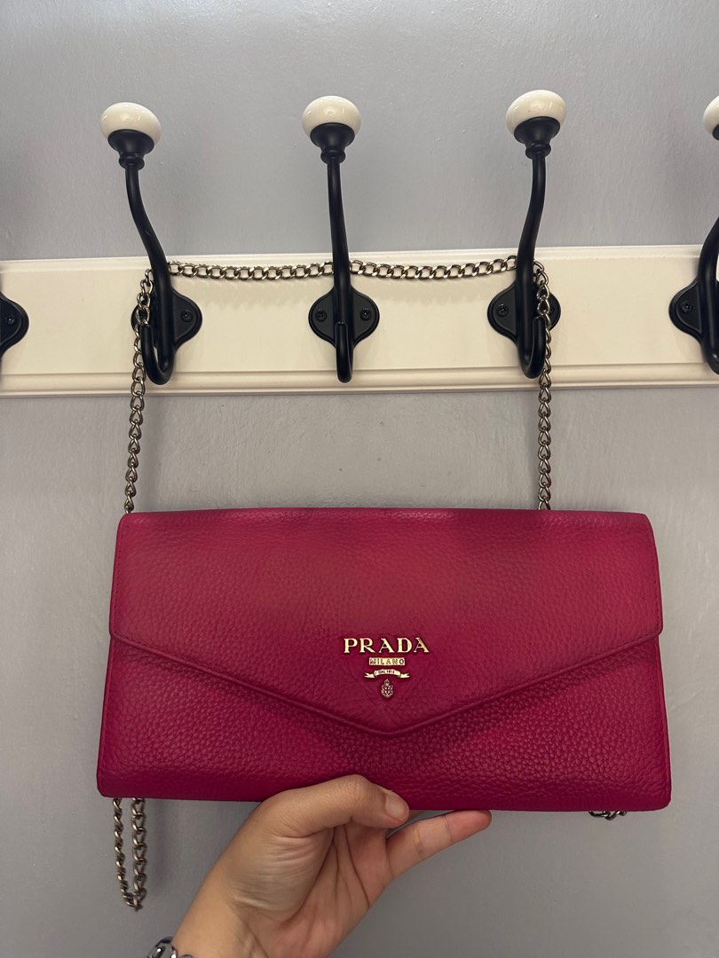 Prada red discount clutch