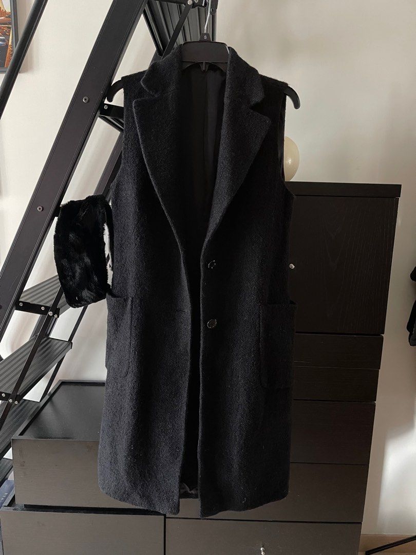 Sleeveless wool coat hot sale
