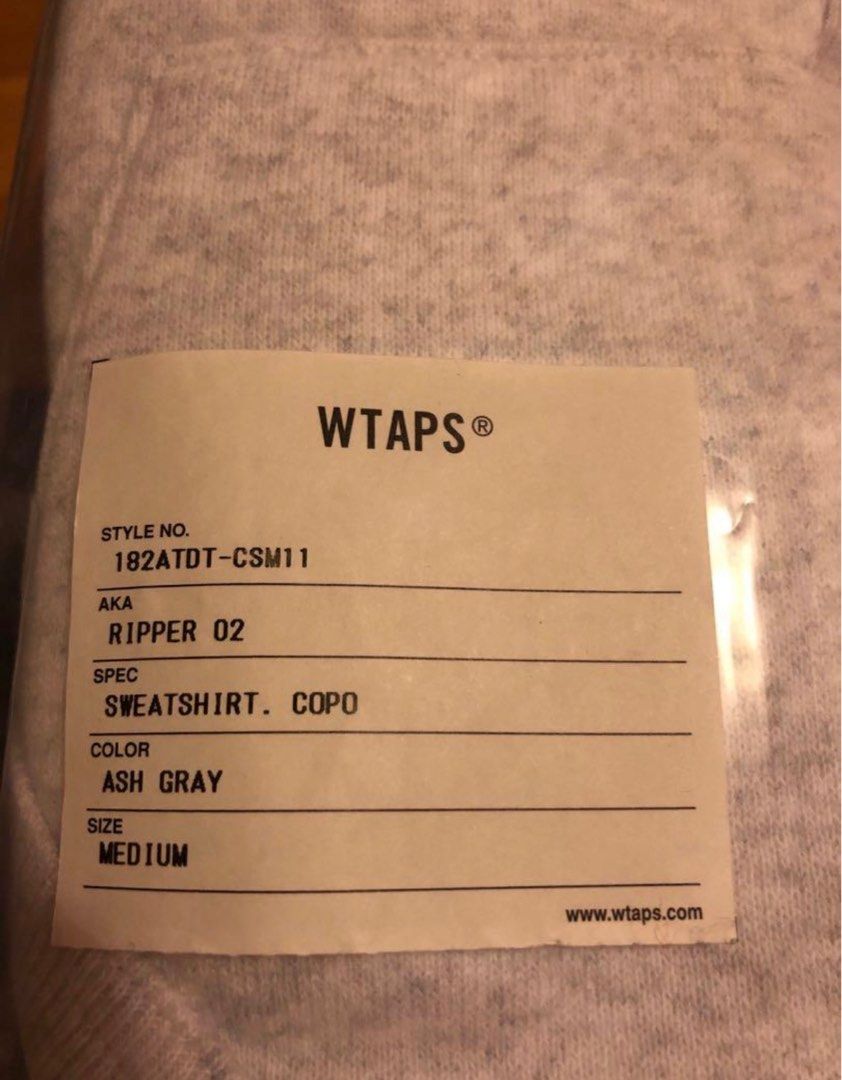 脫坑)Wtaps 18aw ripper 02/sweatshirt.copo, 男裝, 上身及套裝, 衛衣