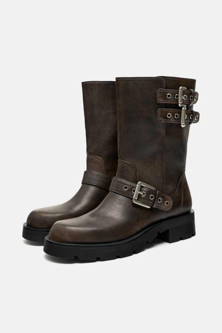 Zara biker boots for hot sale women