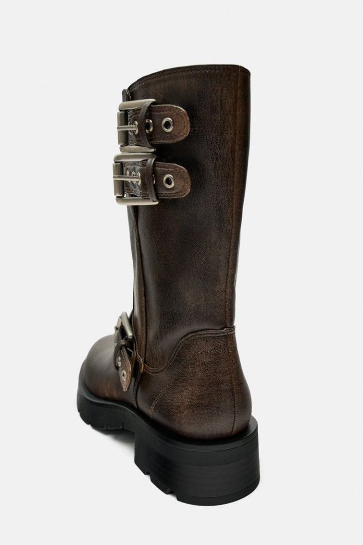 Flat biker ankle boots top