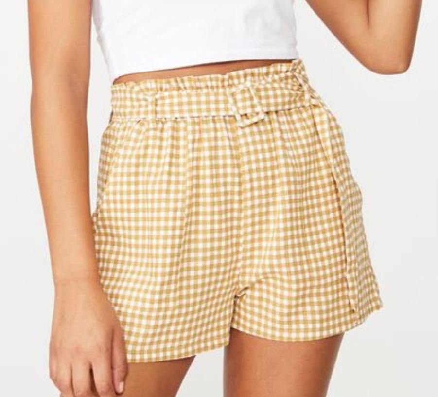 Checkered high waisted shorts online