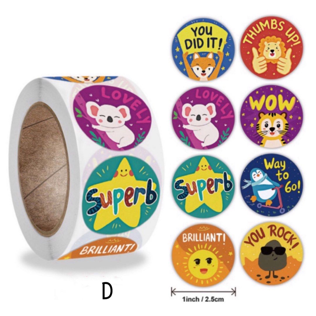 Dropship 500pcs/roll Cartoon Reward Stickers; 2.5x2.5cm Kids