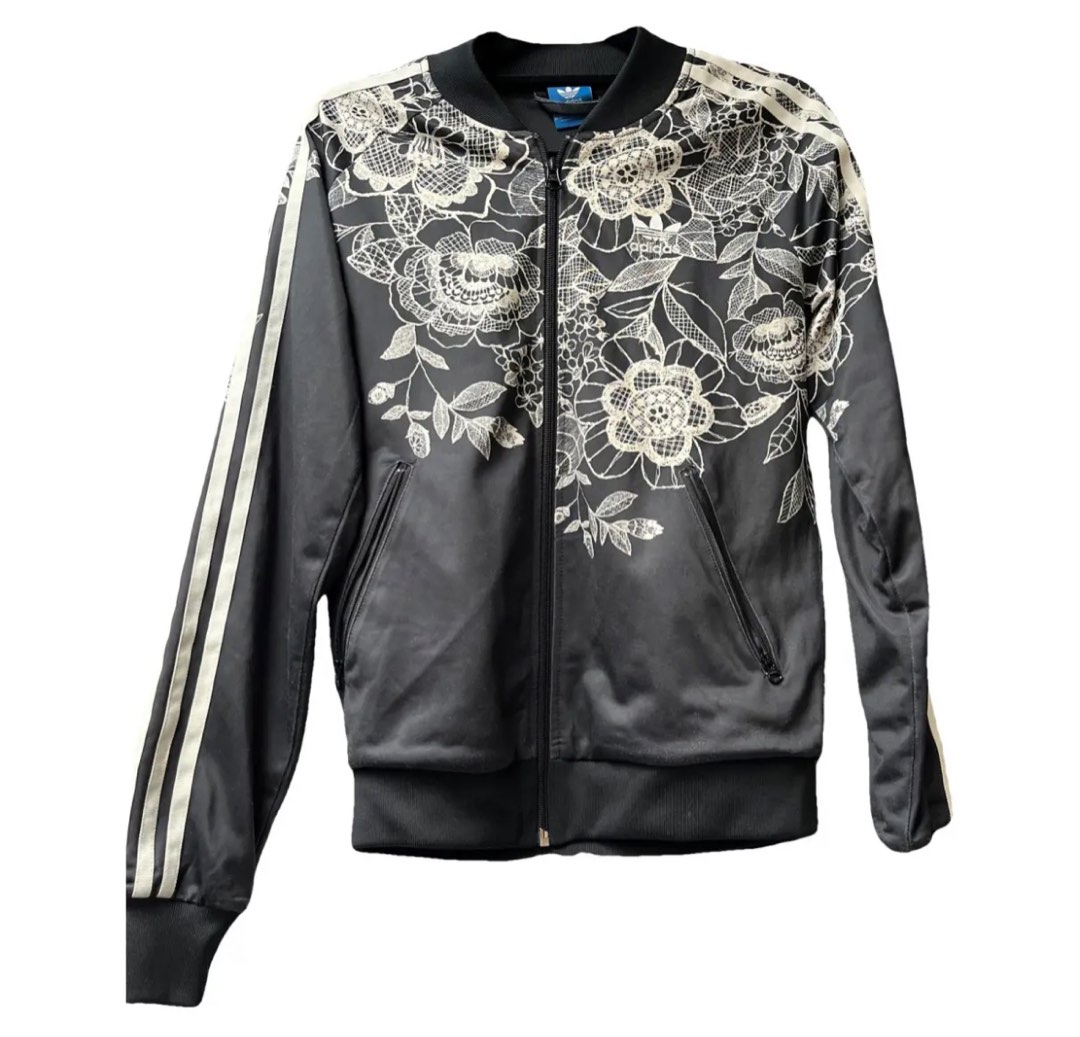 Black floral sale adidas jacket