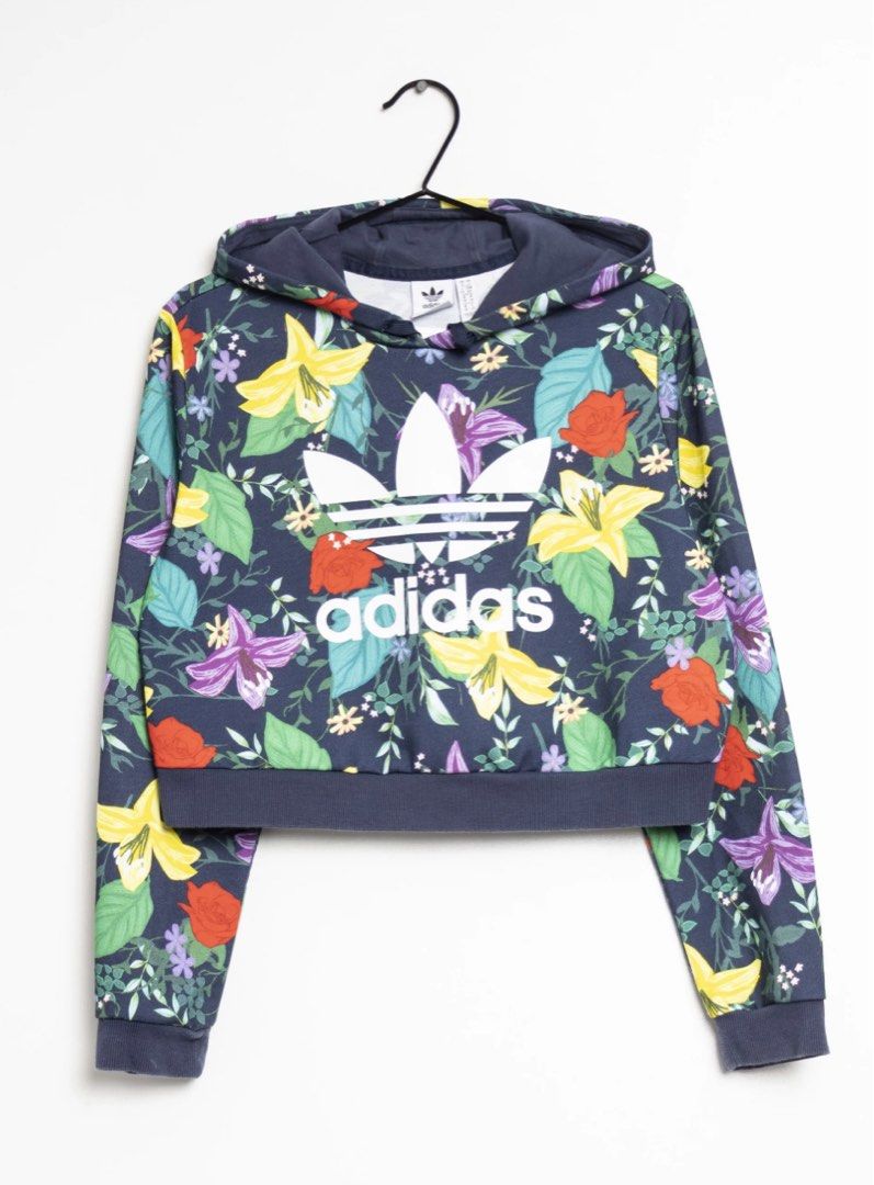 Adidas Cropped Floral Hoodie Women s Fashion Coats Jackets and Outerwear on Carousell