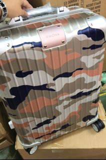 Aluminum Camouflage Carry On Luggage Hand Carry Cabin Size Aluminum Alloy Green Pink Camouflage Trolley Travel Bag