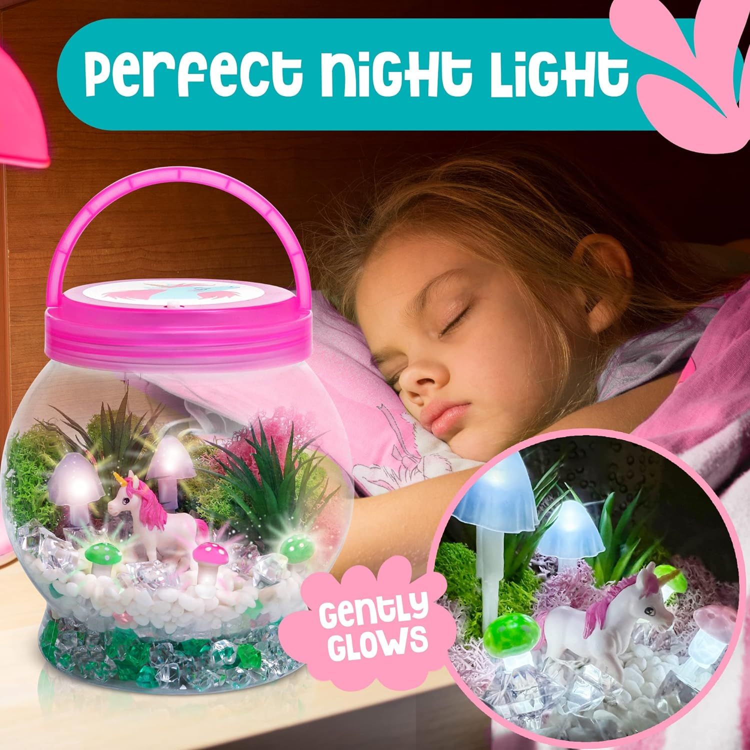 Amiti Lane Light Up Unicorn Terrarium Kit for Kids Unicorns