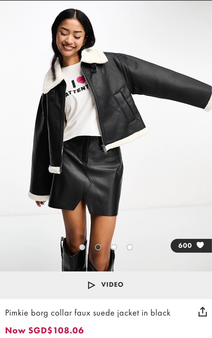 Faux suede jacket 2024 with borg collar
