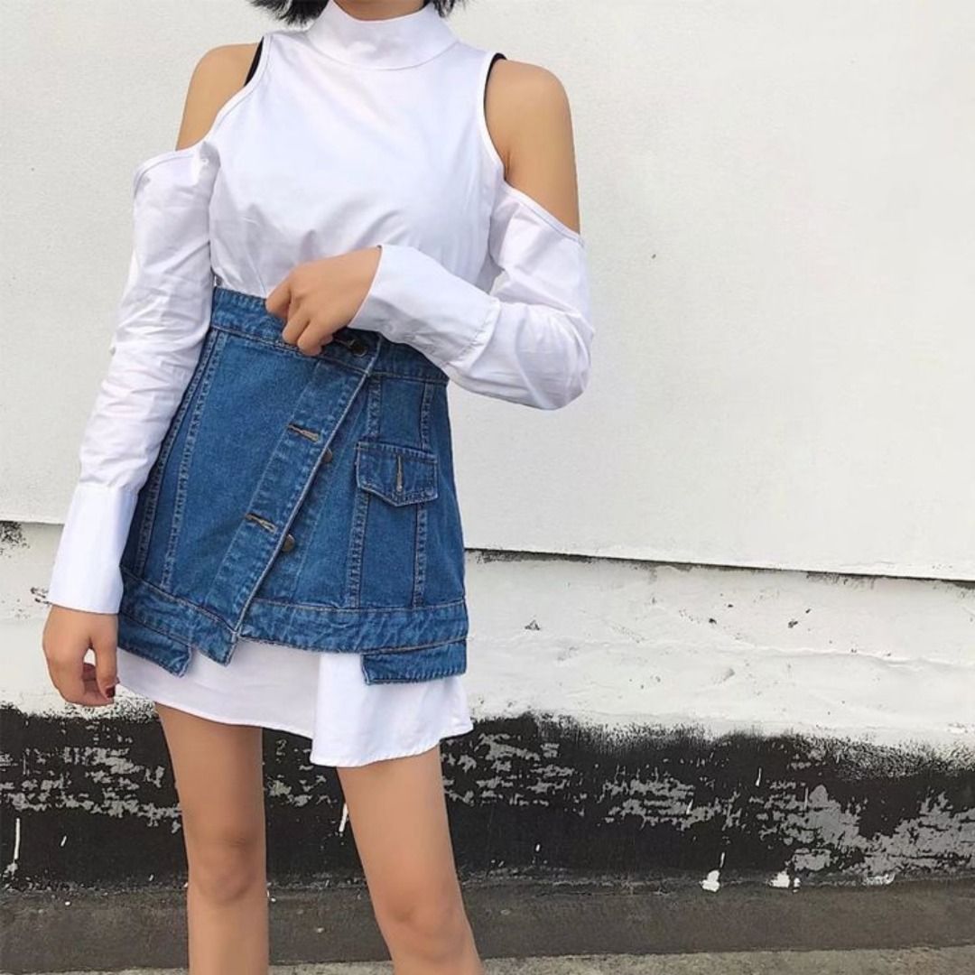 asymmetric button down skirt Women s Fashion Bottoms Skirts on