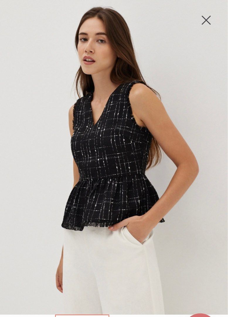 Tweed peplum top clearance