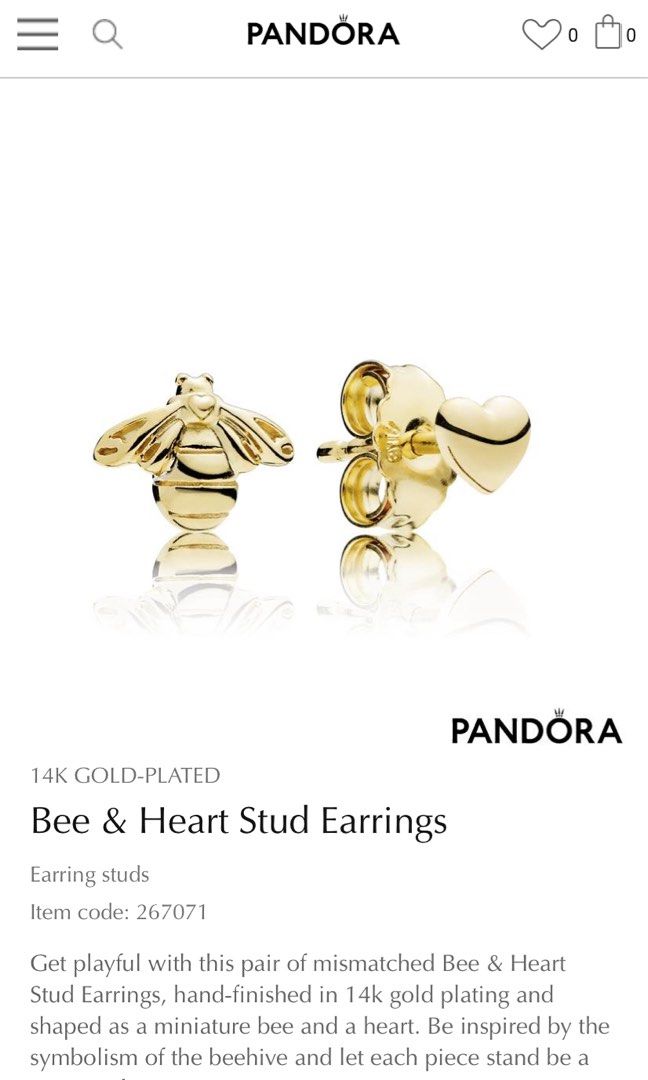Pandora bee heart earrings outlet