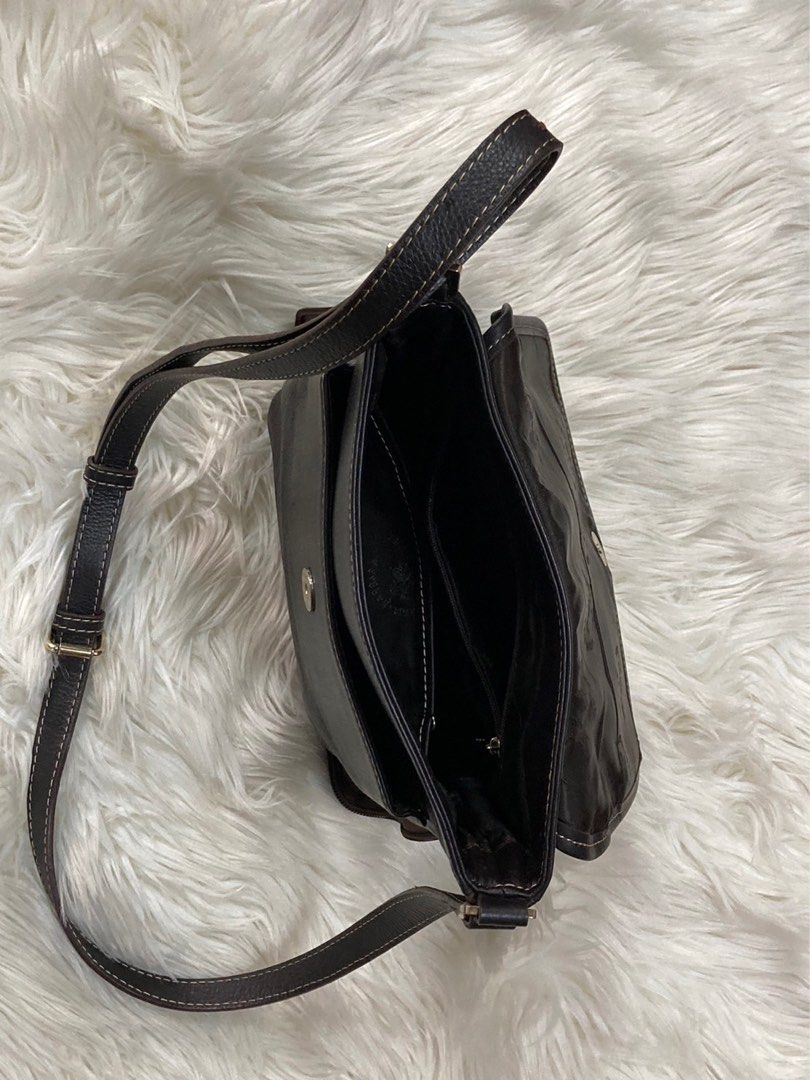 Authentic real leather Polo cross body sling bag