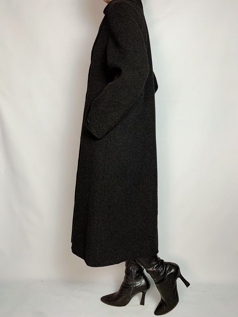 1960s PIERRE CARDIN Black Wool Cashmere Coat