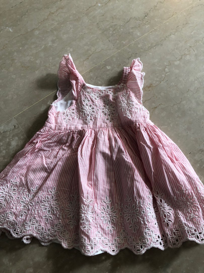 Baby GAP pink striped floral eyelet dress Babies Kids Babies Kids Fashion on Carousell