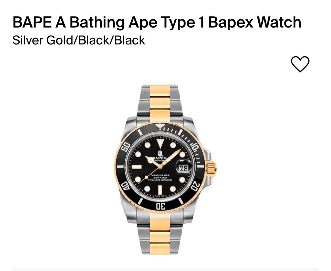 BAPE A Bathing Ape Type 1 Bapex watch Men s Fashion Watches