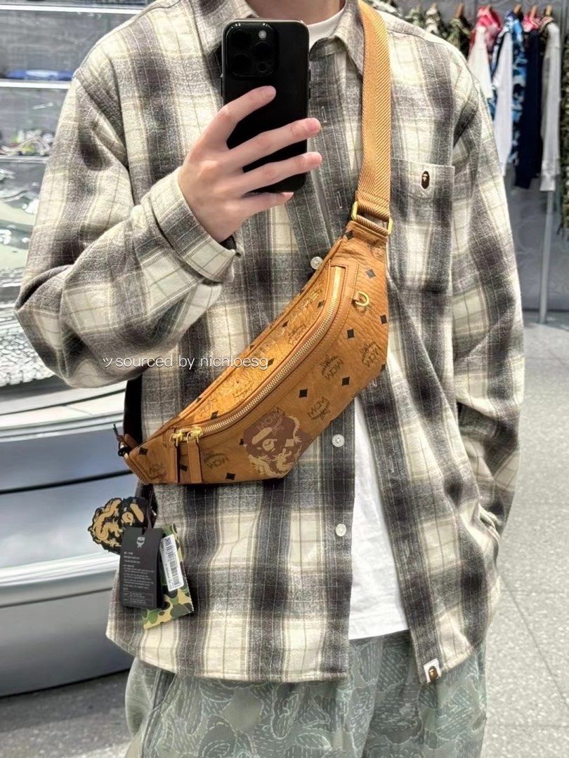 Mcm x bape belt hot sale bag