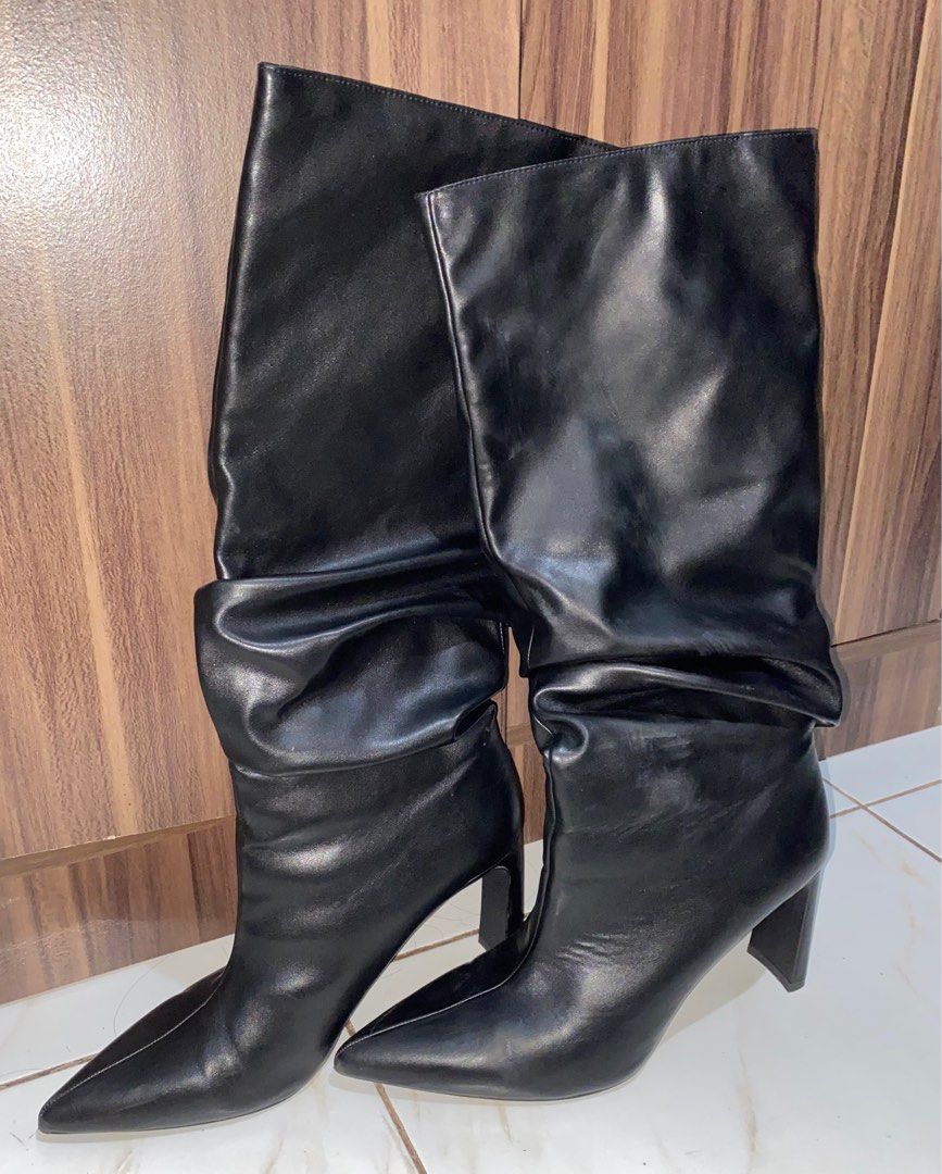 bershka knee high suede boots