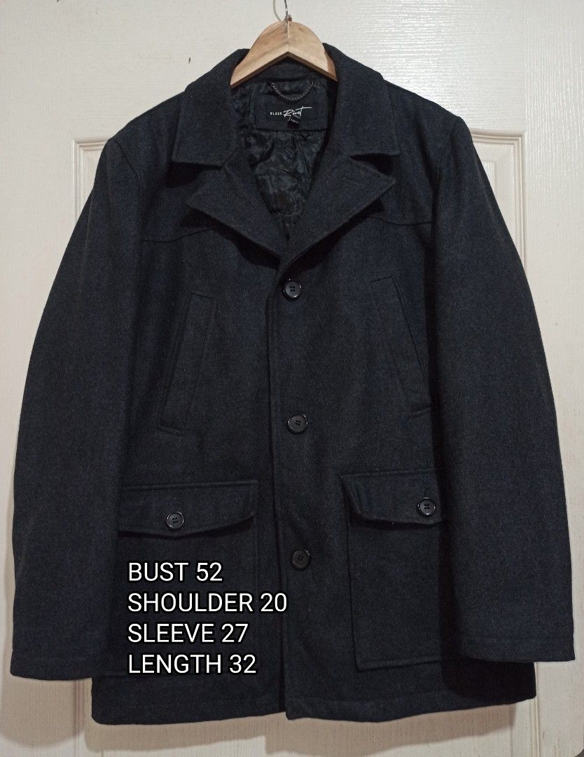 Black rivet top wool coat