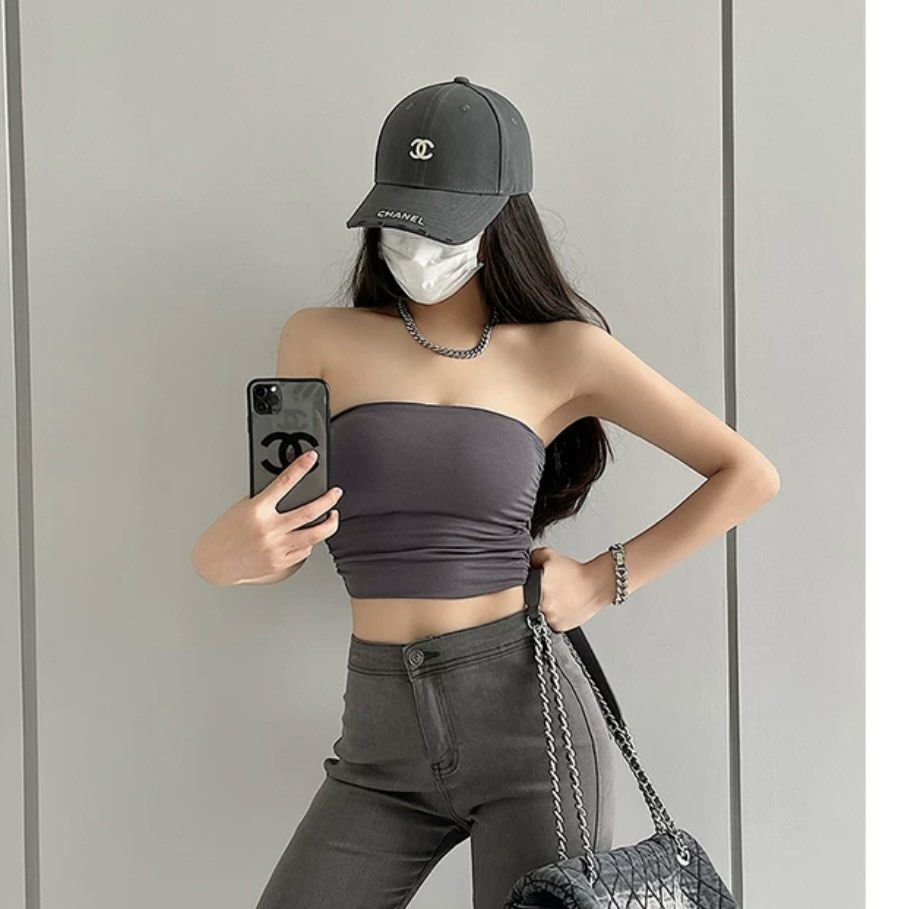 Y2K CROP TOP (GREY)