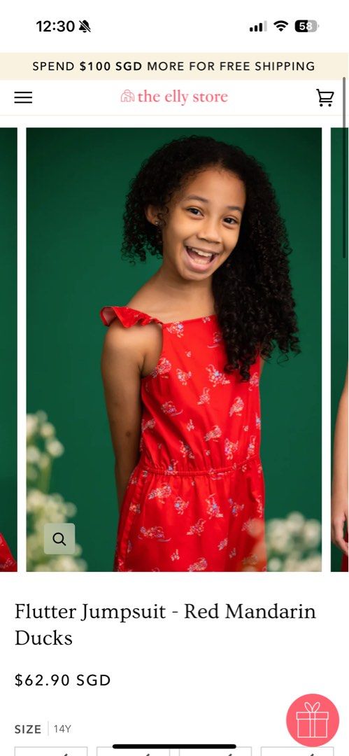 BNWT cny Elly store Flutter Jumpsuit Red Mandarin Ducks size 8