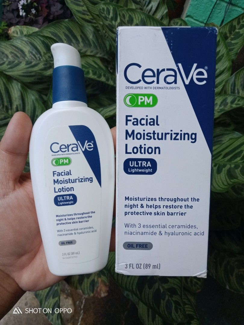 CeraVe PM Facial Moisturizing Lotion (Category: Face Care) located in Quezon City. Submitted by purple_haven (Listing ID 1270249323, Image 1). Description: box is a bit dented na cerave pm facial moisturizing lotion bnew with box 89 ml.