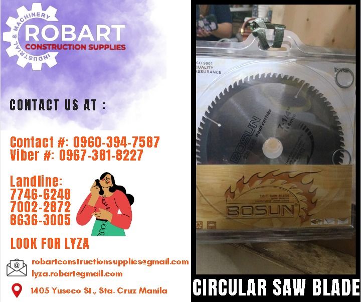 Circular Saw Blade (Category: Construction Tools & Equipment) located in Manila. Submitted by lyzarobart11 (Listing ID 1277115747, Image 1). Description: Circular Saw Blade 7 1/4" x 80 teeth 𝐒𝐄𝐍𝐃 𝐔𝐒 𝐌𝐄𝐒𝐒𝐀𝐆𝐄 𝐅𝐎𝐑 𝐈𝐍𝐐𝐔𝐈𝐑𝐈𝐄𝐒 ‼️ 0 9 6 7 3 8 1 8 2 2 7 0 9 6 0 3 9 4 7 5 8 7 𝐋𝐚𝐧𝐝𝐥𝐢𝐧𝐞 𝐍𝐮𝐦𝐛𝐞𝐫𝐬: 𝟕 𝟕 𝟒 𝟔 - 𝟔 𝟐 𝟒 𝟖 / 𝟕 𝟎 𝟎 𝟐 - 𝟐 𝟖 𝟕 𝟐 / 𝟖 𝟔 𝟑 𝟔 - 𝟑 𝟎 𝟎 𝟓 𝐋𝐎𝐎𝐊 𝐅𝐎𝐑 𝐋𝐘𝐙𝐀 𝘌𝘮𝘢𝘪𝘭: 𝘳𝘰�