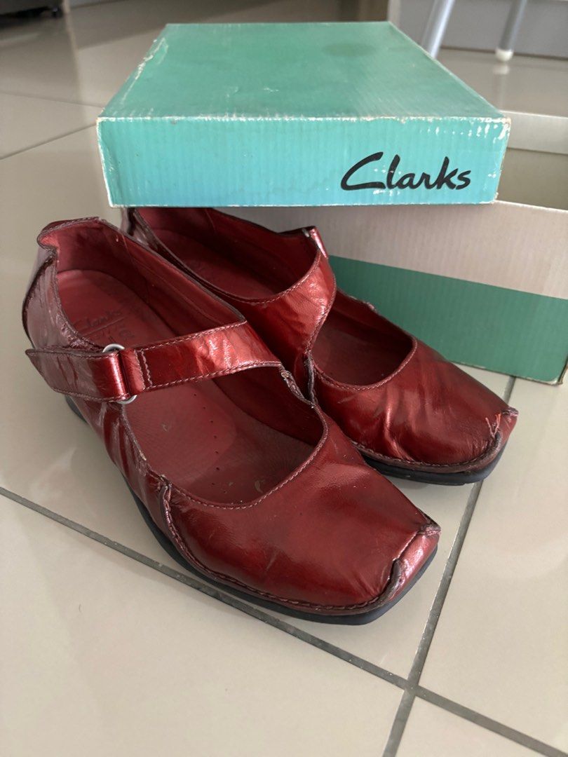 Clarks Red shoes Women s Fashion Footwear Loafers on Carousell