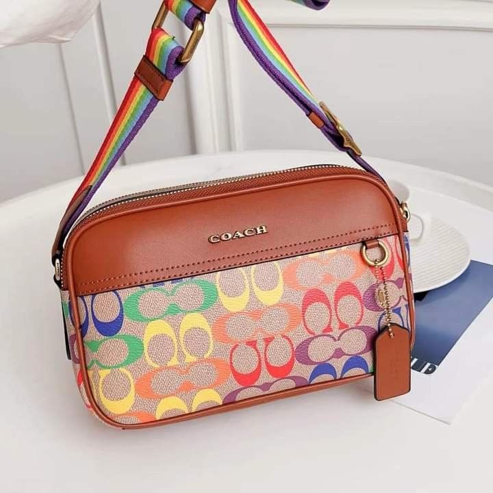 Graham crossbody in rainbow signature canvas deals