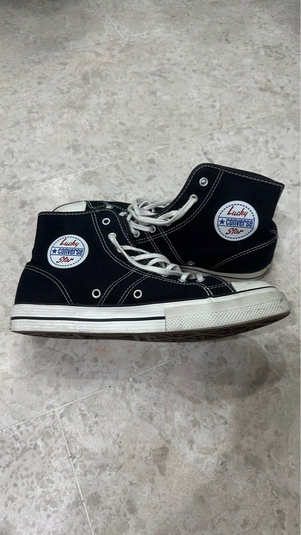 converse black and white egret lucky star high top sneakers shoes Men s Fashion Footwear Sneakers on Carousell