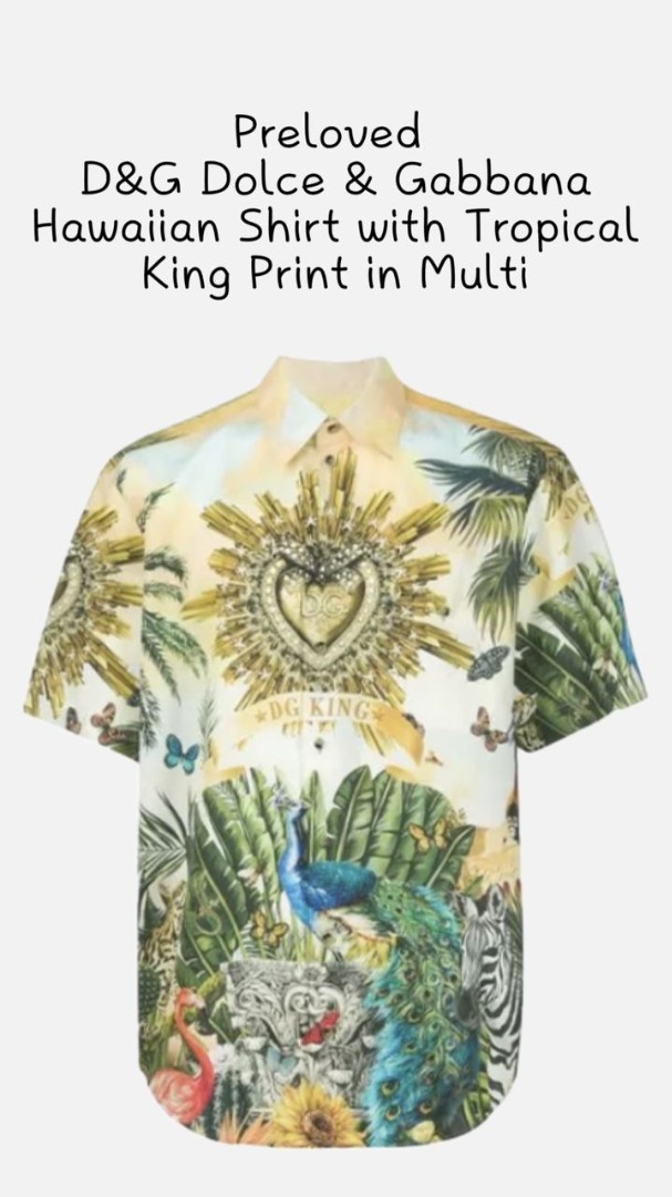 D G Hawaiian Shirt with Tropical King Print in Multi Luxury Apparel on Carousell