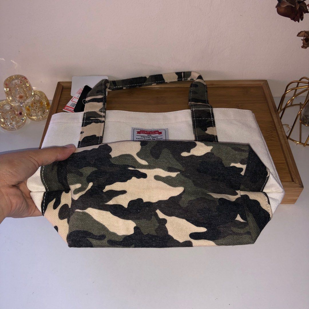 Disney Mickey Mouse Camouflage Canvas Mini Tote Bag, Women's Fashion ...