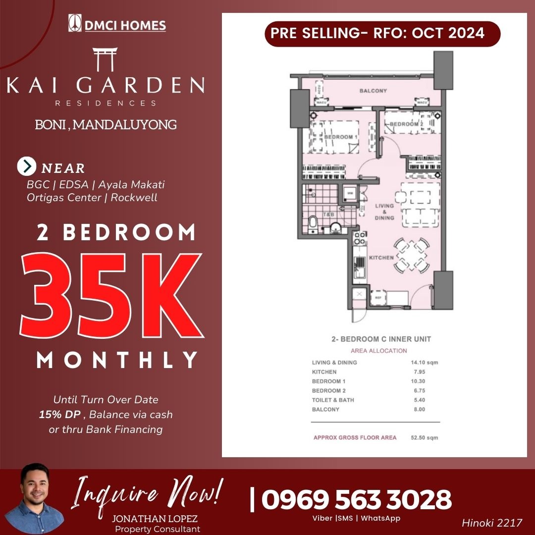 DMCI for sale 2 BEdroom Condo in Mandaluyong ready for occupancy and PRe selling near MegaMall