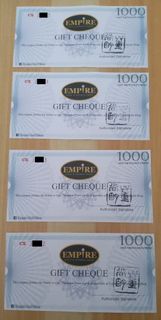 Four (4) Empire Golf & Sports Gift Cheque (Php 1,000 each)