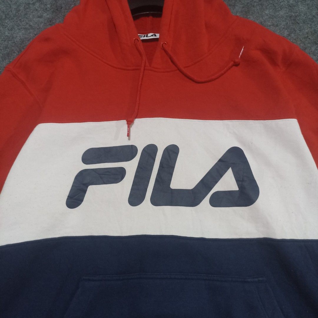 Fila hoodie 3 tone Fesyen Pria Pakaian Baju Luaran di Carousell