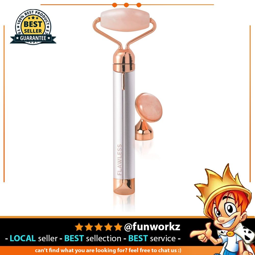 flawless vibrating facial massager Flawless Contour Vibrating Facial Rose Quartz Roller & Massager –  PRETTYCOSMO & BEAUTY main image 1
