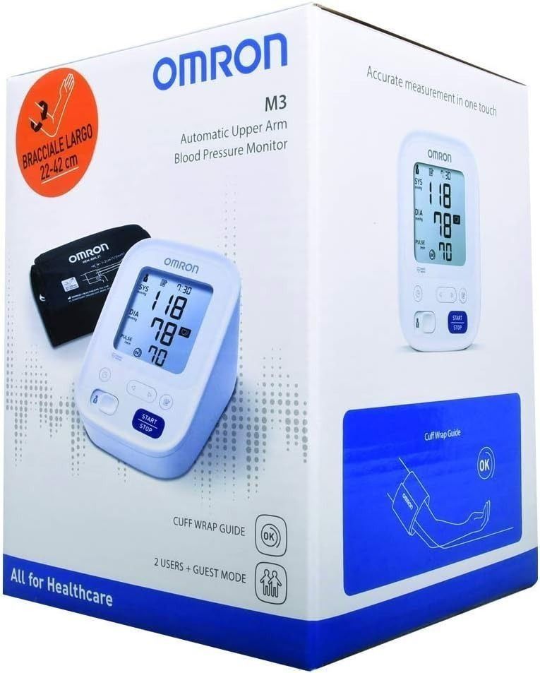 FREE DELIVERY Omron M3 HEM-7154-E Blood Pressure Monitor with Easy Cuff  22-42cm, Health & Nutrition, Health Monitors & Weighing Scales on Carousell