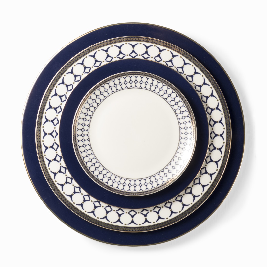 Gold and Navy Art Deco Dinner Plate Set, Furniture & Home Living