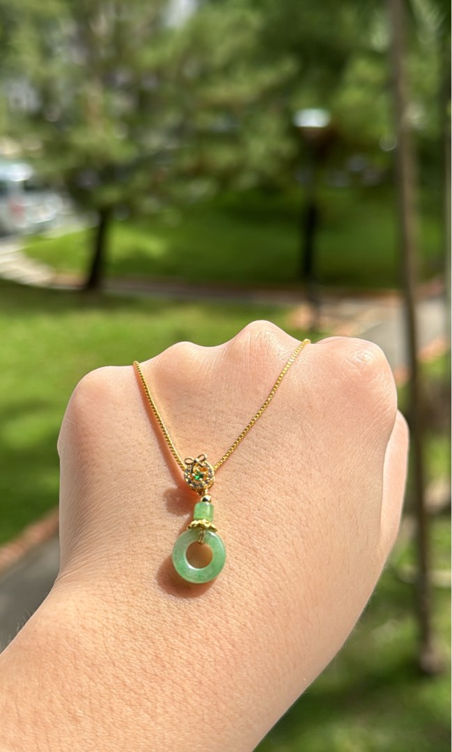 Gold best sale jade necklace