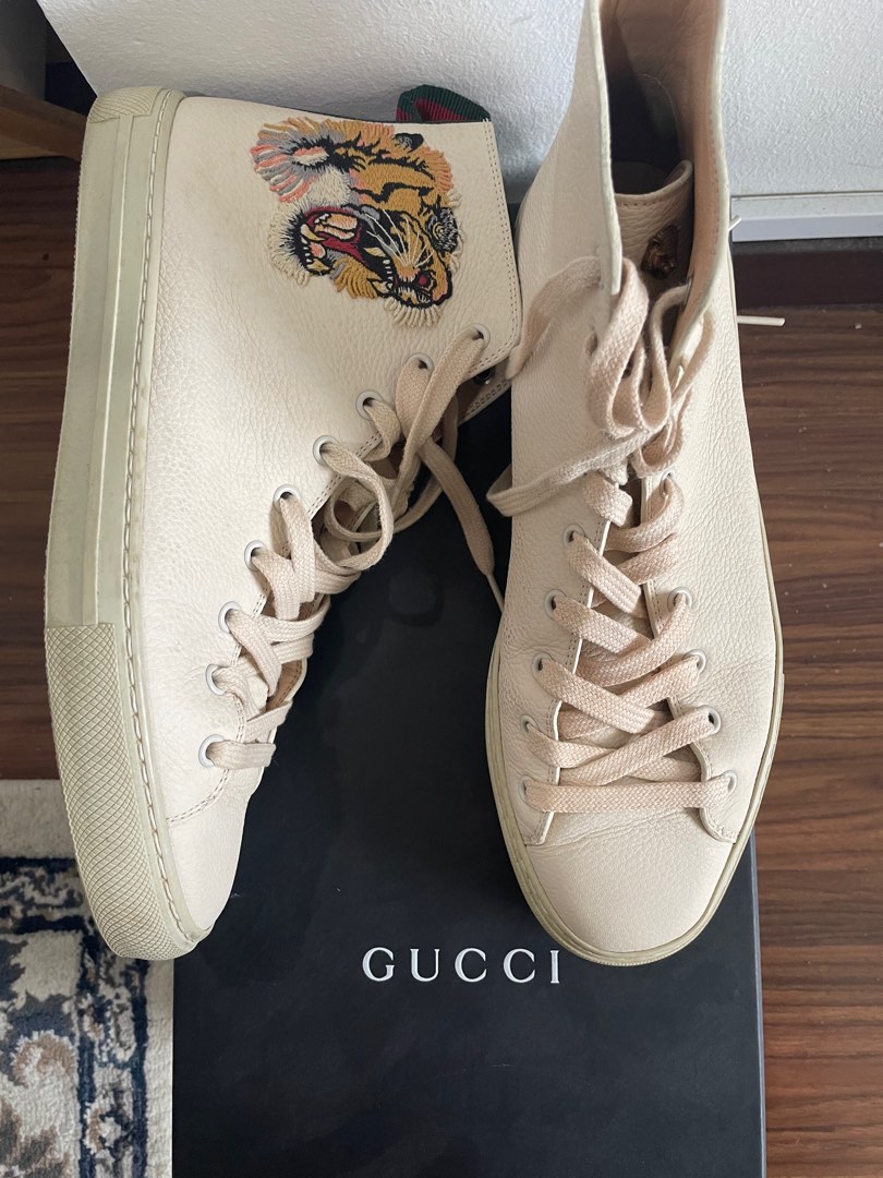 Gucci leather high top with tiger discount
