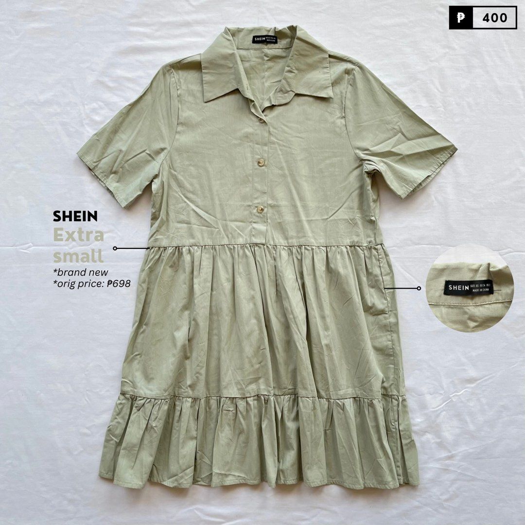Solid Button Front Babydoll Dress