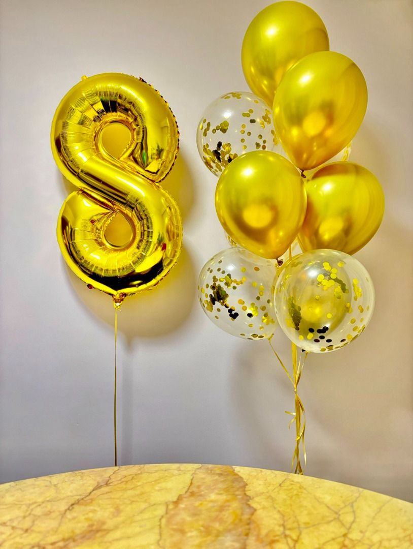 Glamour Gold Helium Foil Birthday Number Balloon