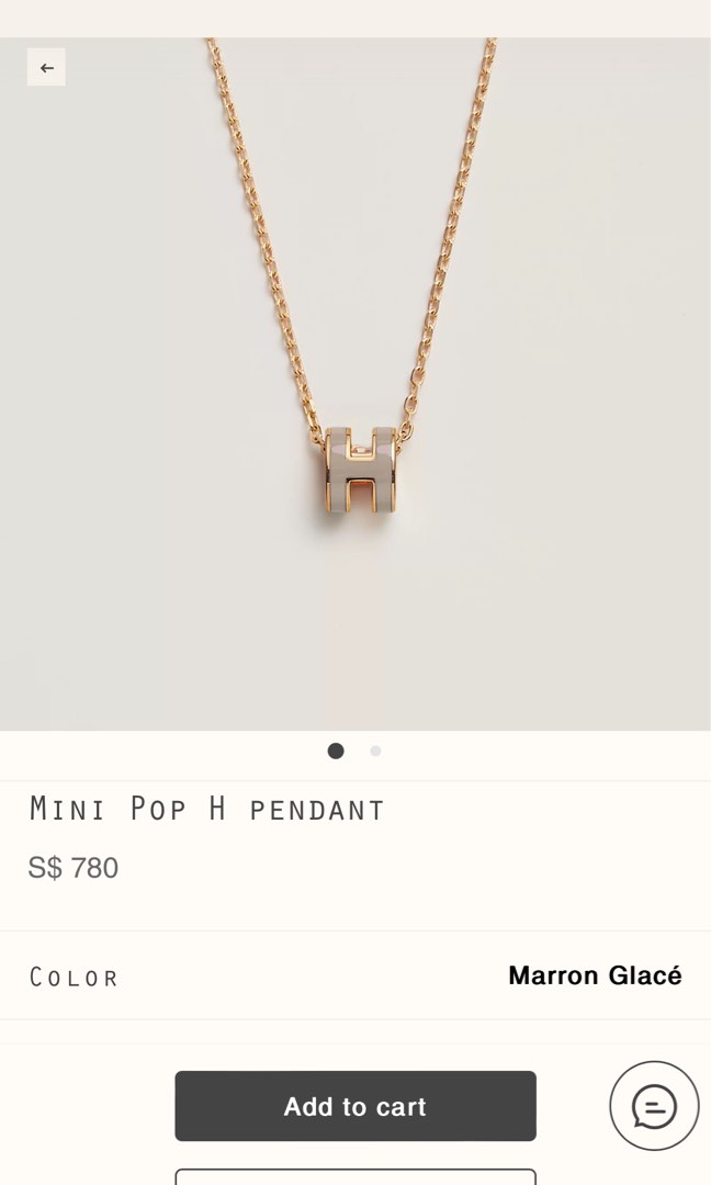 HERMES Mini Pop H Pink Lacquer Gold Plated Pendant Necklace