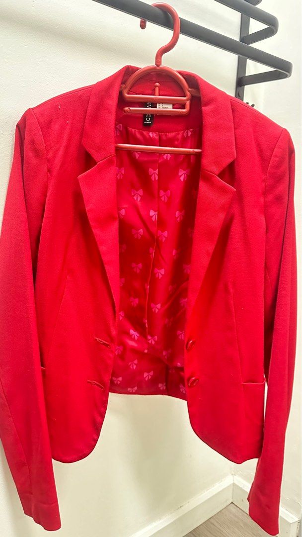 H&m red deals blazer