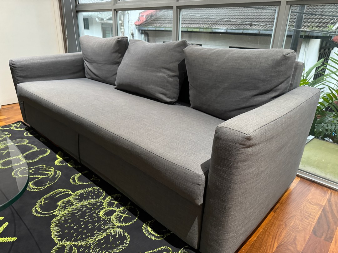 Ikea FRIHETEN 3 seater sofa-bed (Hyllie dark grey), Furniture &amp; Home ...