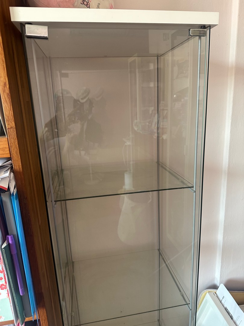 Ikea detolf glass curio store display cabinet white