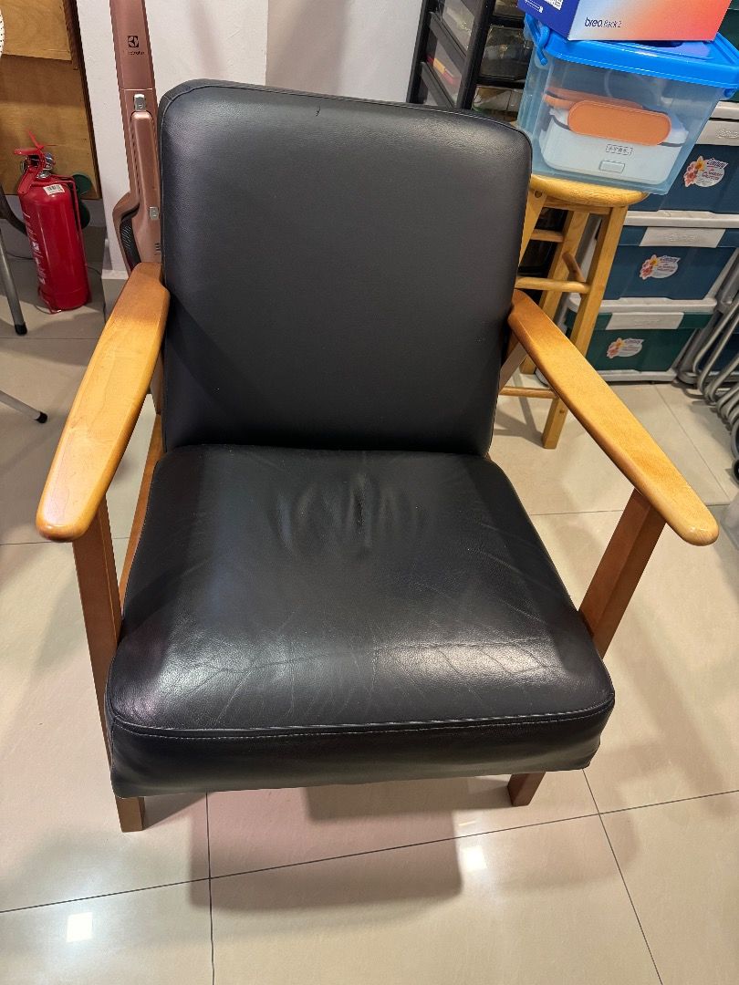 Ikea leather shop accent chair