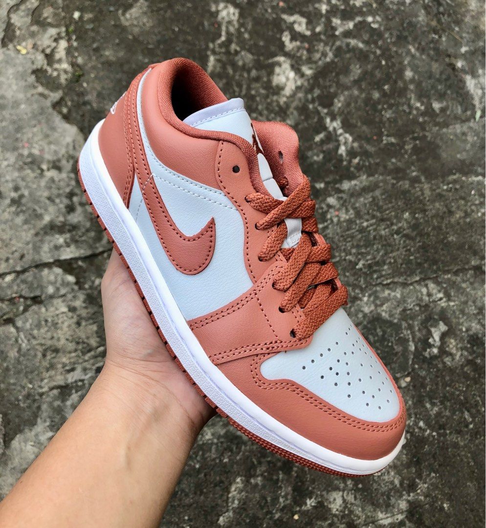 Jordan 1 Low Salmon Pink Women s Fashion Footwear Sneakers on