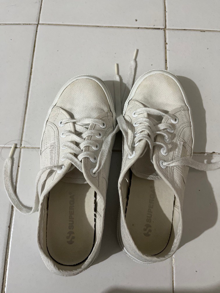Jual 2nd SEPATU SUPERGA WOMEN ALL WHITE 37 Fesyen Wanita Sepatu di Carousell