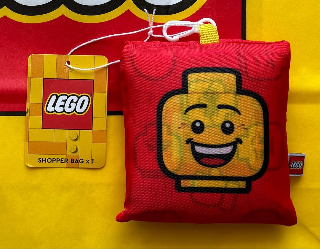 LEGO foldable Shopping Bag in Red color with all over printed LEGO heads
