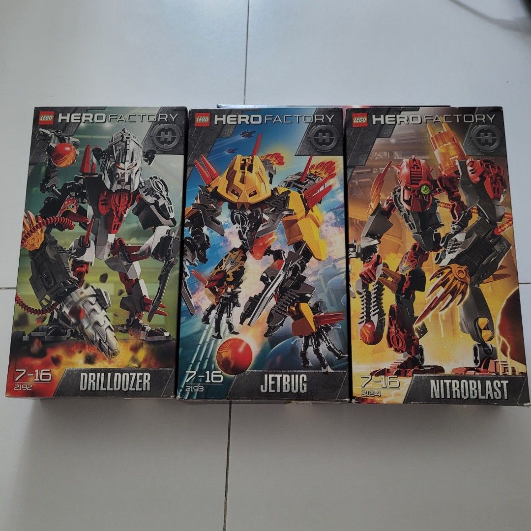LEGO Hero Factory Drilldozer Jetbug Nitroblast Hobbies Toys Toys Games on Carousell